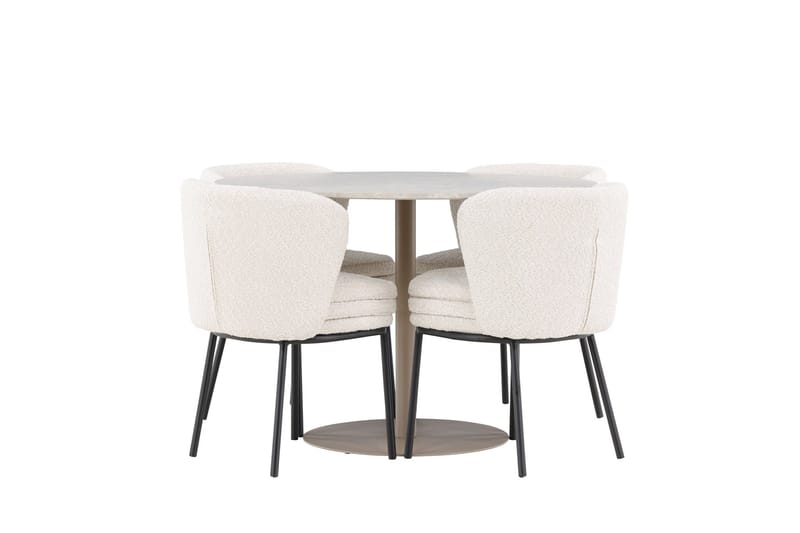 Lycke Matgrupp 110 cm Rund med 4 Agnes stolar - Beige/Vit - Products - Möbler - Bord & matgrupp - Matgrupp