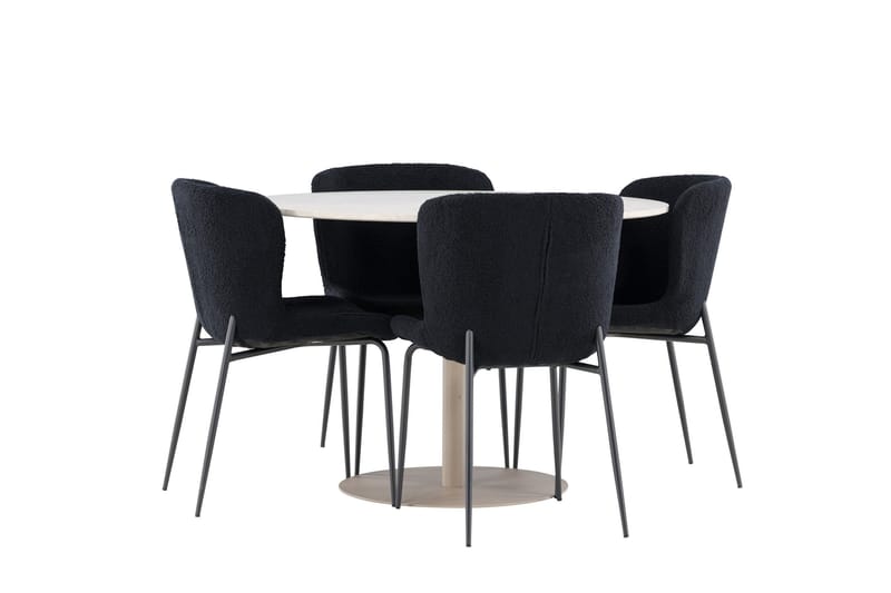 Lycke Matgrupp 110 cm Rund med 4 Modesto stolar - Beige/Svart - Products - Möbler - Bord & matgrupp - Matgrupp
