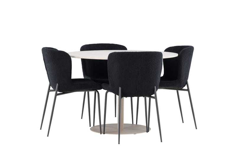 Lycke Matgrupp 110 cm Rund med 4 Modesto stolar - Beige/Svart - Products - Möbler - Bord & matgrupp - Matgrupp