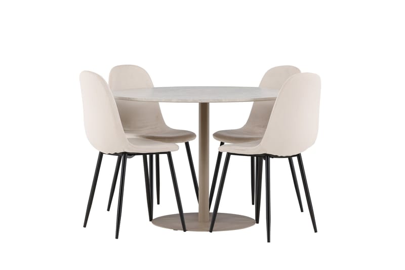 Lycke Matgrupp 110 cm Rund med 4 Polar stolar - Beige/Beige - Products - Möbler - Bord & matgrupp - Matgrupp