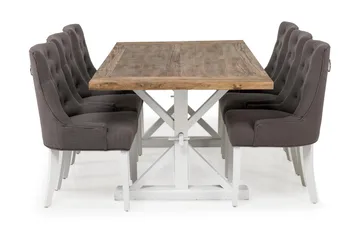 Lyon Förlängningsbar Matgrupp 200 cm med 6 Viktoria Stol - Natur/Vit/Grå - Products - Möbler - Bord & matgrupp - Matgrupp