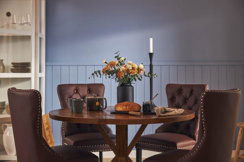 Lyon Matgrupp 120 cm Rund inkl 4 Bergviken Stolar Konstläder - Brun - Products - Möbler - Bord & matgrupp - Matgrupp