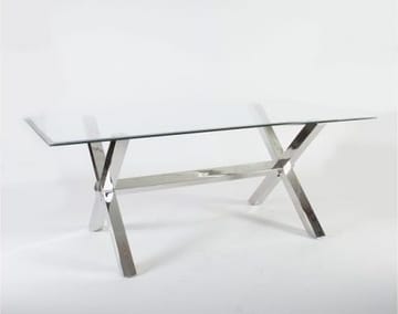 Maine glasbord 200x95 cm - Kromade ben - Metall / vit - Products - Möbler - Bord & matgrupp - Matbord & köksbord
