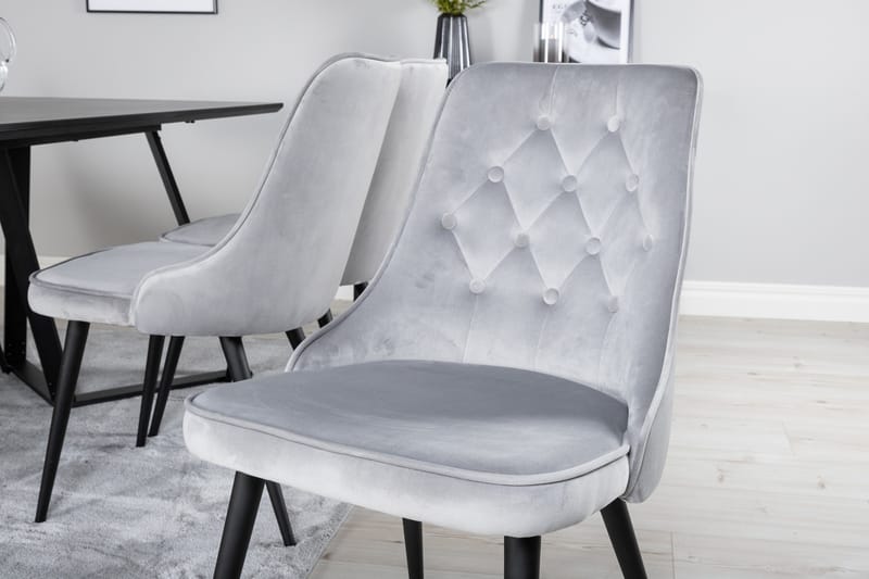 Marina Matgrupp 180 cm Rektangulär med 6 Velvet Deluxe stolar - Svart - Products - Möbler - Bord & matgrupp - Matgrupp