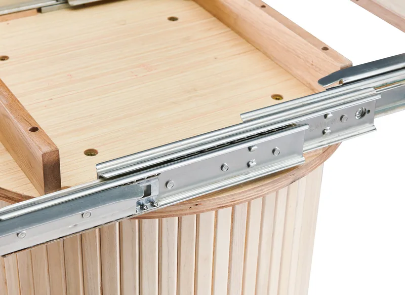 Kopparbo Runt Matbord 130 cm Förlängningsbart med illäggsskiva - Vitlaserat Ek / Ljusbeige - Products - Möbler - Bord & matgrupp - Matbord & köksbord