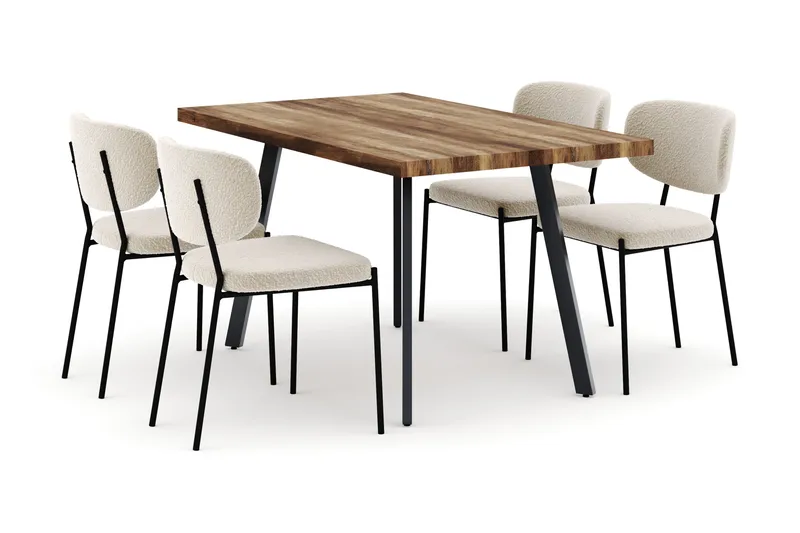 Marcelen Matbord Förlängningsbart med 4 Gemmiano Stolar - Brun - Products - Möbler - Bord & matgrupp - Matgrupp