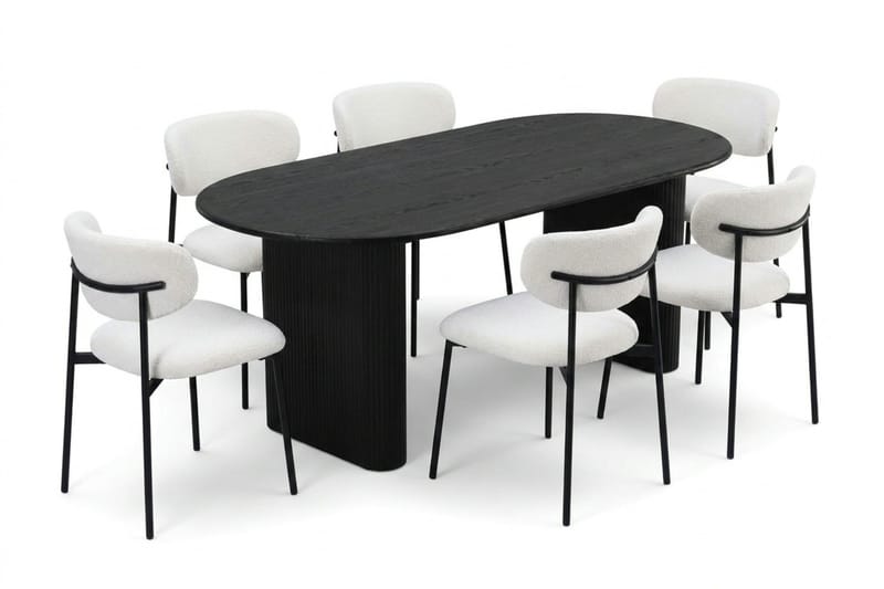 Noira Matgrupp rektangulärt 220 cm Svart med 8 Lucy Matstolar - Svart - Products - Möbler - Bord & matgrupp - Matgrupp