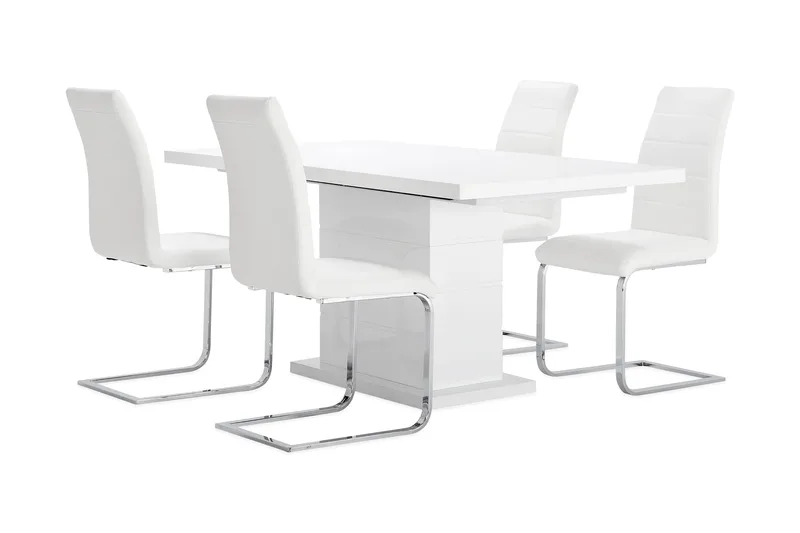 Ratliff Matgrupp 180 cm + 4 Sorado Stol - Vit/Krom - Products - Möbler - Bord & matgrupp - Matgrupp