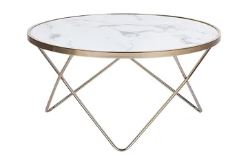 Meerah Soffbord 80 cm Runt Marmormönster - Glas/Vit/Guld - Products - Möbler - Bord & matgrupp - Marmorbord