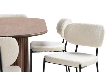 Noira Matbord 220 cm Massiv Valnöt med 6st Gemmiano Matstol - Brun / Teddy / Trä - Products - Möbler - Bord & matgrupp - Matgrupp