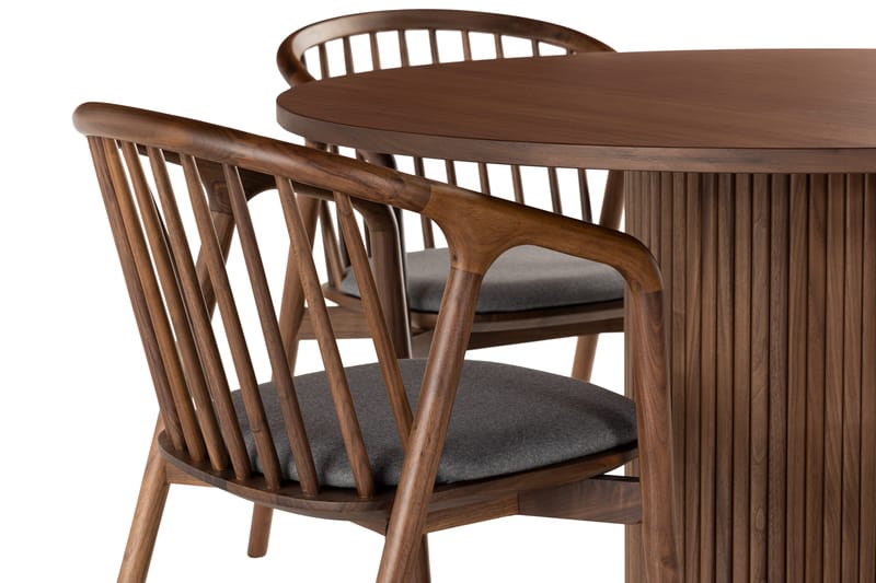 Noira Matgrupp 120 cm Runt Matbord med 4 Noira Stolar - Valnöt - Products - Möbler - Bord & matgrupp - Matgrupp