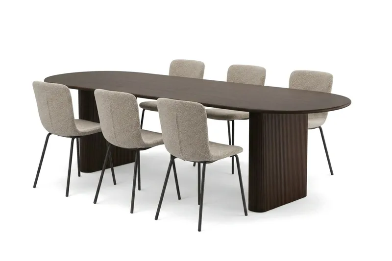 Noira Matgrupp förlängningsbart 220-320 cm Rökt Ek med 6 Katy Matstolar - Rökt ek - Products - Möbler - Bord & matgrupp - Matgrupp
