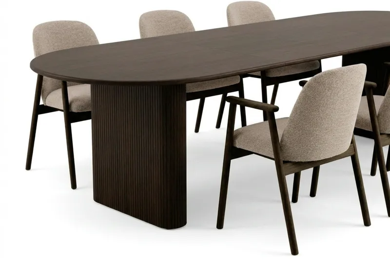 Noira Matgrupp förlängningsbart 220-320 cm Rökt Ek med 6 Reciclar Matstolar - Rökt ek - Products - Möbler - Bord & matgrupp - Matgrupp
