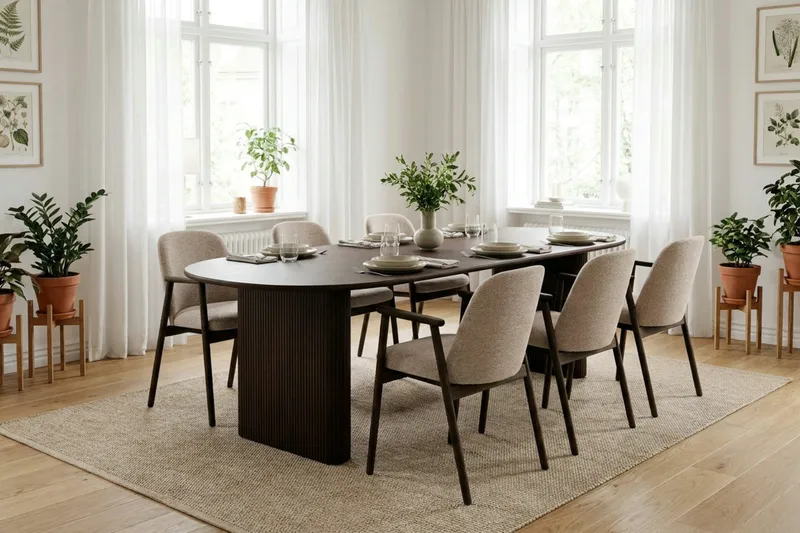 Noira Matgrupp förlängningsbart 220-320 cm Rökt Ek med 6 Reciclar Matstolar - Rökt ek - Products - Möbler - Bord & matgrupp - Matgrupp
