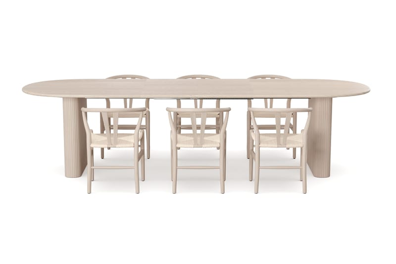 Noira Matgrupp förlängningsbart 220-320 cm Vitlaserad med 6 Dastoori Matstolar - Vitlaserad - Products - Möbler - Bord & matgrupp - Matgrupp
