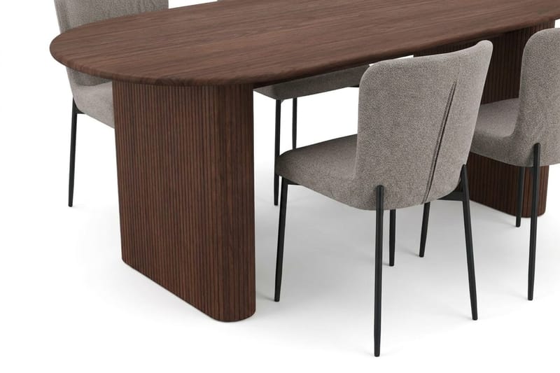 Noira Matgrupp rektangulärt 180 cm Valnöt med 6 Elsie Matstolar - Valnöt/Ljusgrå - Products - Möbler - Bord & matgrupp - Matgrupp