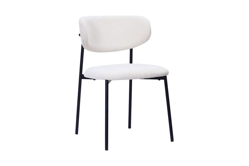 Noira Ovalt Matbord 220 cm med 6 Lucy Matstolar - Svart / Vit Bouclé / Metallben Svart - Products - Möbler - Bord & matgrupp - Matgrupp