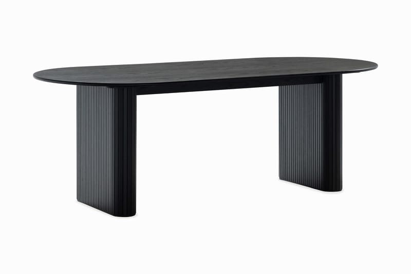 Noira Ovalt Matbord 220 cm Svart +  6 st Nibe stol brun med svarta ben - Svart/Brun - Products - Möbler - Bord & matgrupp - Matgrupp