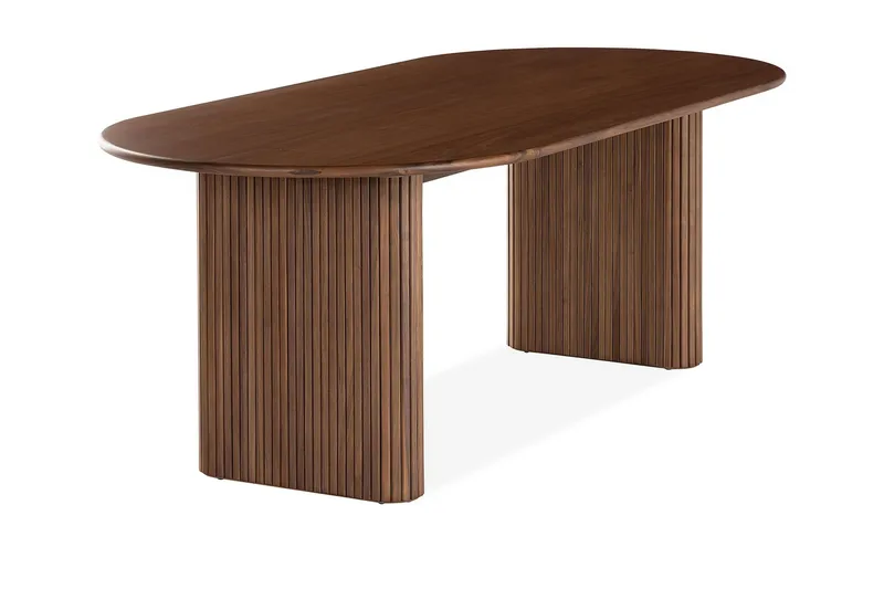 Noira Ovalt Matbord 220 cm Valnöt +  8 st Nibe stol grå med valnöt ben - Brun/Grå - Products - Möbler - Bord & matgrupp - Matgrupp
