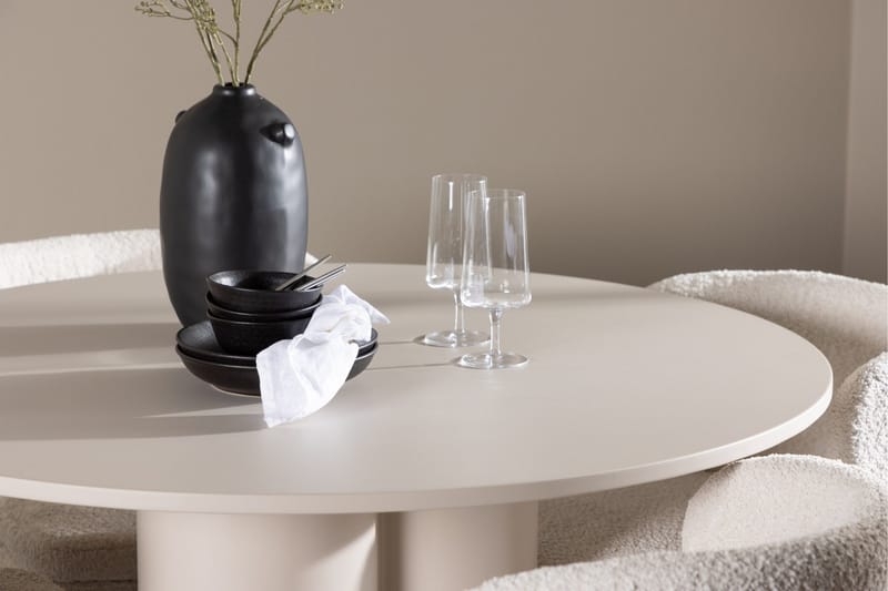 Olivia Matgrupp 110 cm Rund med 4 Agnes stolar - Beige/Vit - Products - Möbler - Bord & matgrupp - Matgrupp