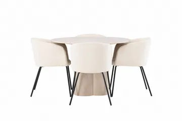 Olivia Matgrupp 110 cm Rund med 4 Berit stolar - Whitewash - Products - Möbler - Bord & matgrupp - Matgrupp
