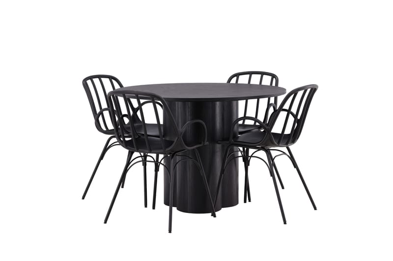 Olivia Matgrupp 110 cm Rund med 4 Dyrön Stolar - Svart - Products - Möbler - Bord & matgrupp - Matgrupp