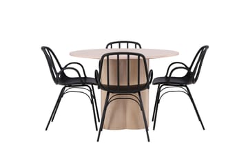 Olivia Matgrupp 110 cm Rund med 4 Dyrön stolar - Whitewash - Products - Möbler - Bord & matgrupp - Matgrupp