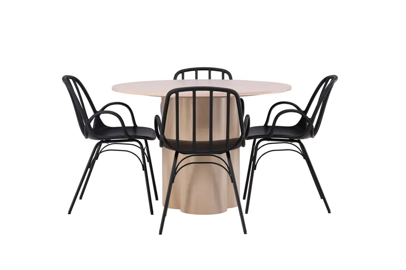 Olivia Matgrupp 110 cm Rund med 4 Dyrön stolar, Whitewash