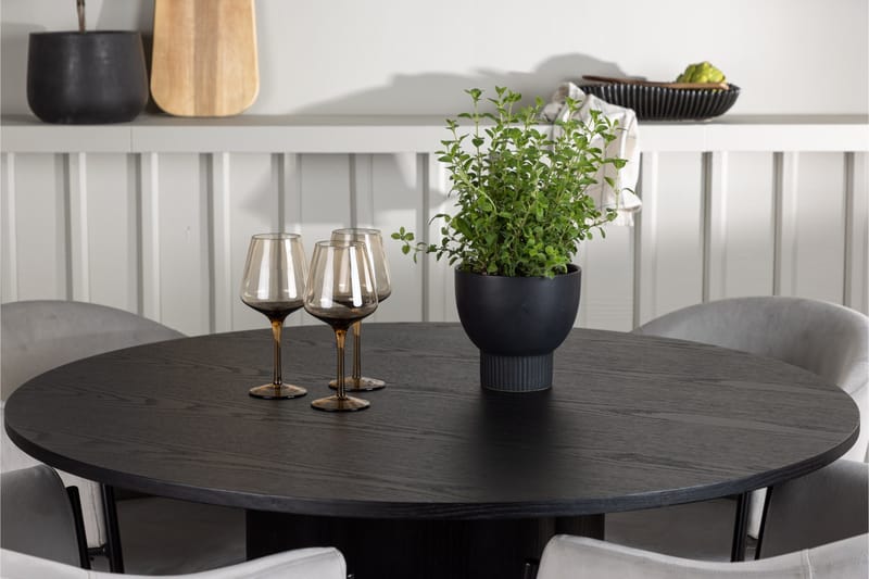 Olivia Matgrupp 110 cm Rund med 4 Evelina Stolar - Svart - Products - Möbler - Bord & matgrupp - Matgrupp
