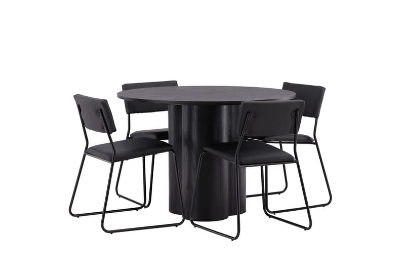 Olivia Matgrupp 110 cm Rund med 4 Kenth Stolar - Svart - Products - Möbler - Bord & matgrupp - Matgrupp