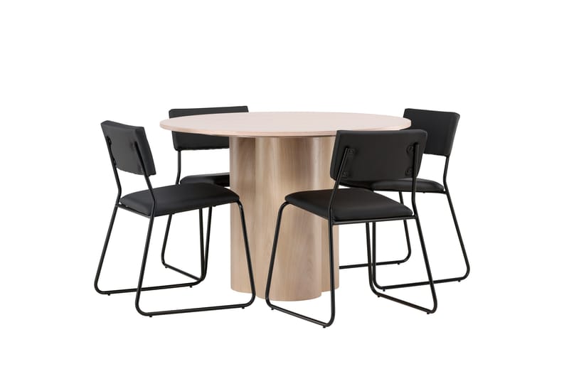 Olivia Matgrupp 110 cm Rund med 4 Kenth Stolar - Svart - Products - Möbler - Bord & matgrupp - Matgrupp