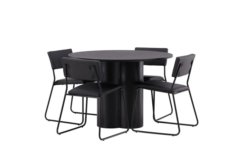 Olivia Matgrupp 110 cm Rund med 4 Kenth Stolar - Svart - Products - Möbler - Bord & matgrupp - Matgrupp