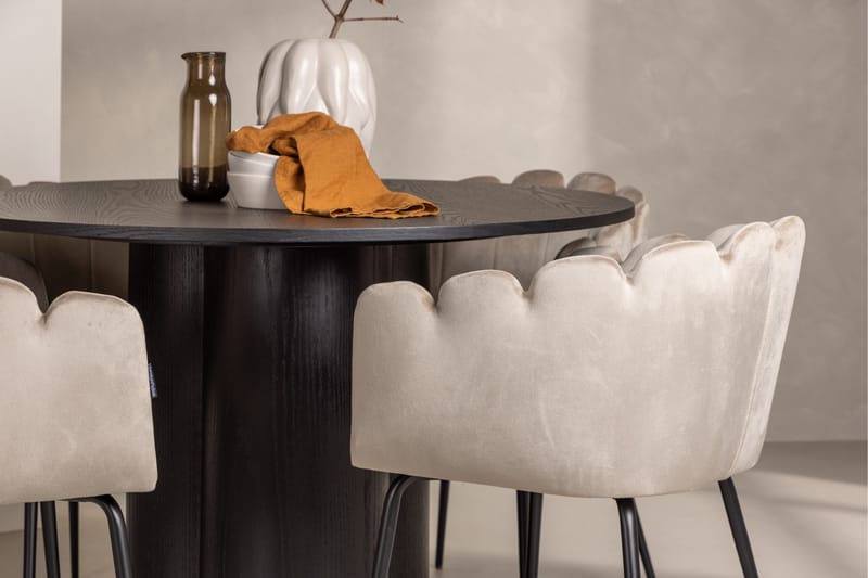 Olivia Matgrupp 110 cm Rund med 4 Limhamn Stolar - Beige - Products - Möbler - Bord & matgrupp - Matgrupp