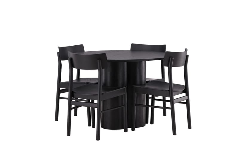 Olivia Matgrupp 110 cm Rund med 4 Montros Stolar - Svart - Products - Möbler - Bord & matgrupp - Matgrupp