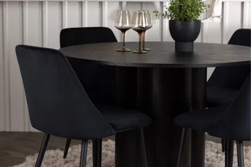 Olivia Matgrupp 110 cm Rund med 4 Night Stolar - Svart - Products - Möbler - Bord & matgrupp - Matgrupp