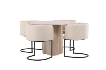 Olivia Matgrupp 110 cm Rund med 4 Simrishamn stolar - Whitewash - Products - Möbler - Bord & matgrupp - Matgrupp