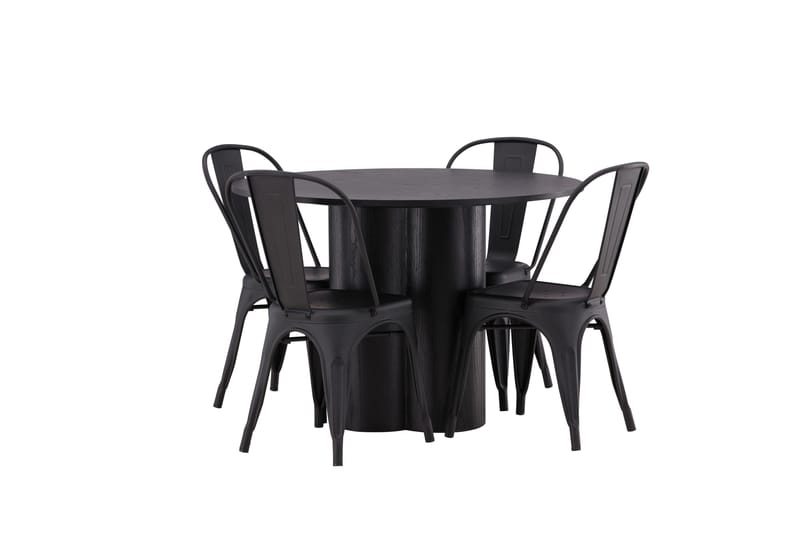 Olivia Matgrupp 110 cm Rund med 4 Tempe Stolar - Svart - Products - Möbler - Bord & matgrupp - Matgrupp