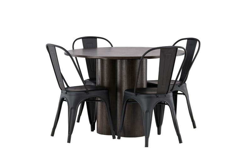 Olivia Matgrupp 110 cm Rund med 4 Tempe Stolar - Svart - Products - Möbler - Bord & matgrupp - Matgrupp