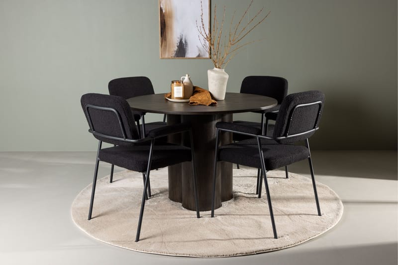 Olivia Matgrupp 110 cm Rund med 4 Yesterday stolar - Svart - Products - Möbler - Bord & matgrupp - Matgrupp
