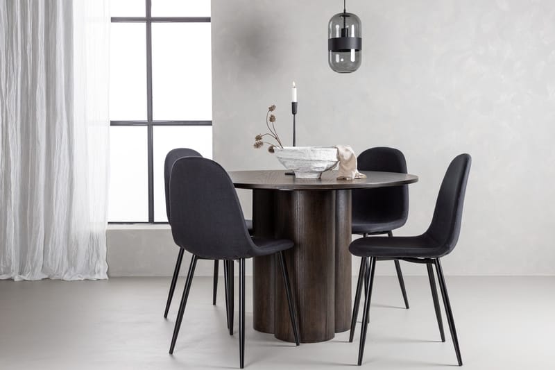 Olivia Matgrupp 110 cm Rund med 4 Polar stolar - Svart - Products - Möbler - Bord & matgrupp - Matgrupp