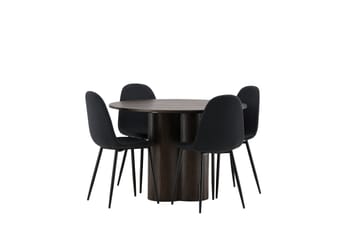 Olivia Matgrupp 110 cm Rund med 4 Polar stolar - Svart - Products - Möbler - Bord & matgrupp - Matgrupp