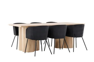 Olivia Matgrupp 210 cm Rektangulär med 6 Berit stolar - Whitewash/Svart - Products - Möbler - Bord & matgrupp - Matgrupp