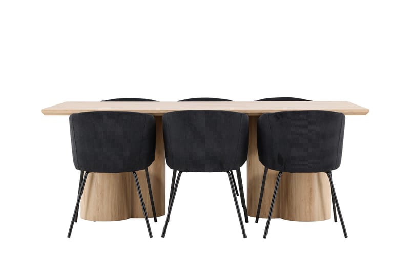 Olivia Matgrupp 210 cm Rektangulär med 6 Berit stolar - Whitewash/Svart - Products - Möbler - Bord & matgrupp - Matgrupp