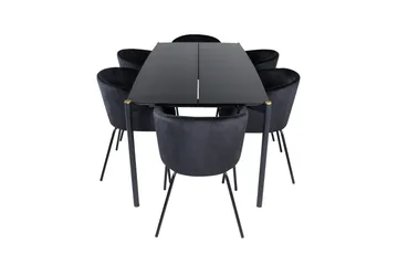 Pelle Matgrupp 190 cm Rektangulär med 6 Berit stolar - Svart - Products - Möbler - Bord & matgrupp - Matgrupp