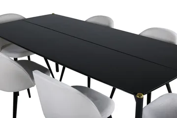 Pelle Matgrupp 190 cm Rektangulär med 6 Velvet stolar - Beige - Products - Möbler - Bord & matgrupp - Matgrupp