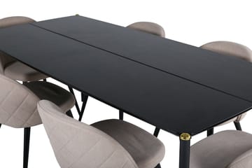 Pelle Matgrupp 190 cm Rektangulär med 6 Velvet stolar - Beige - Products - Möbler - Bord & matgrupp - Matgrupp