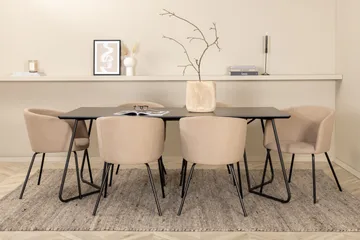 Petra Matgrupp 190 cm Rektangulär med 6 Berit stolar - Beige - Products - Möbler - Bord & matgrupp - Matgrupp