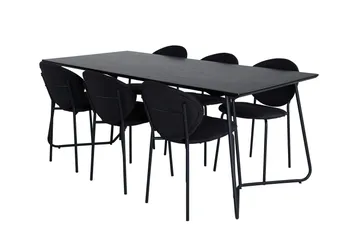 Petra Matgrupp 190 cm Rektangulär med 6 Vault stolar - Svart - Products - Möbler - Bord & matgrupp - Matgrupp