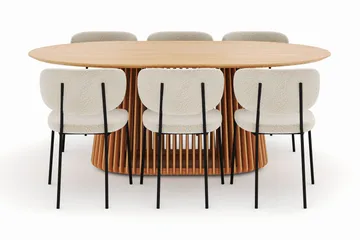 Peyra Matbord 200 cm Oval med 6 Gemmiano Stolar - Natur - Products - Möbler - Bord & matgrupp - Matgrupp