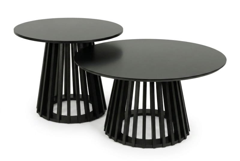 Peyra Soffbord Satsbord Runt 86/60 cm Fanér, Svart